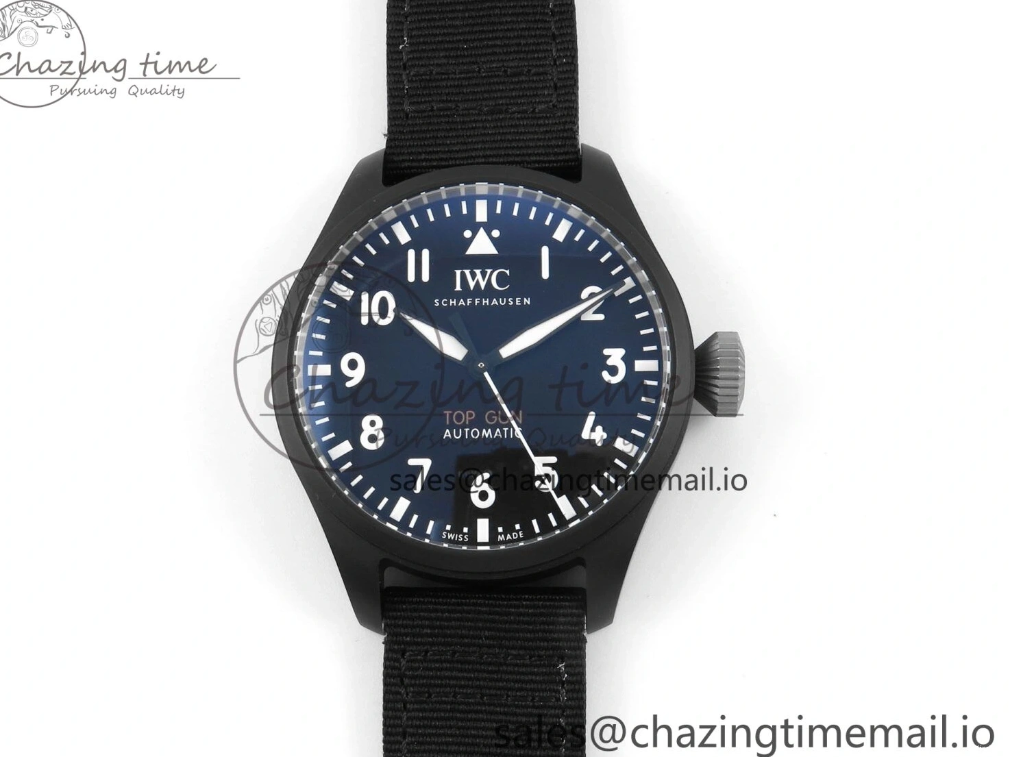 MIROTIME 1229 Durable Pilot Top Gun IW326901 M+F 1:1 Best Edition Black Dial on Black Nylon Strap MY 7003